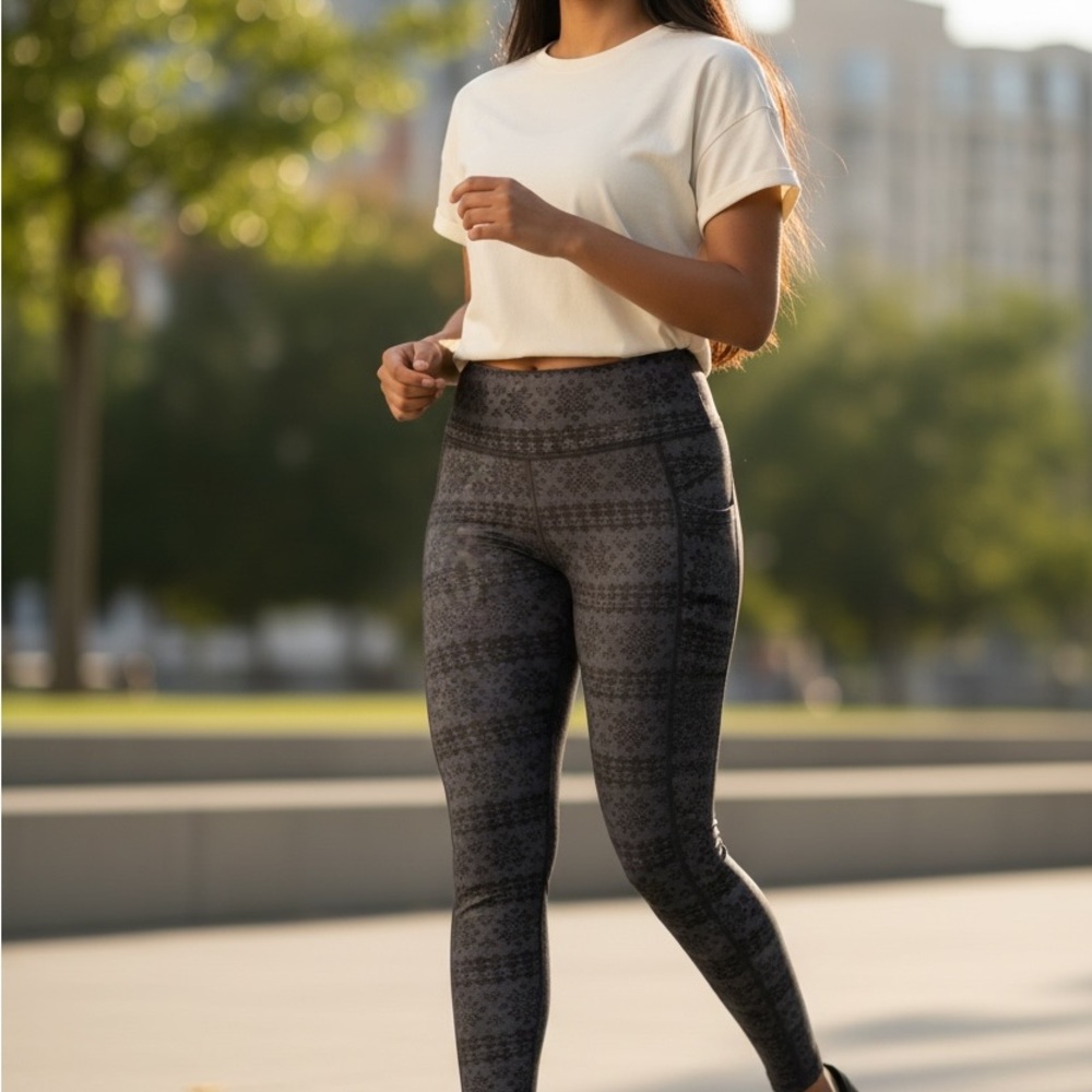 Chic Sweater-Patterned Black And Gray Leggings By… - image 1